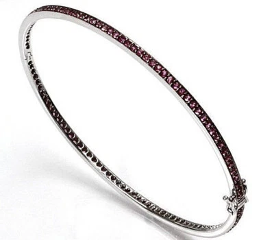 Brazalete Brazalete Ovalado Eternidad Oro Blanco 14k Sólido Zafiro Rosa 2.5 ctw 7"" Foto 1 de 2