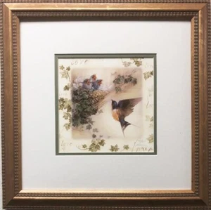 "Lena Liu ""Amor"" Firmado a Mano Edición Limitada Arte Enmarcado Personalizado Pájaros Nido Árbol - Imagen 1 de 4