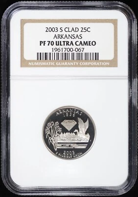 2003-S Proof Arkansas AR State Quarter NGC PF 70 Ultra Cameo PR Washington 25c - Image 1 of 4