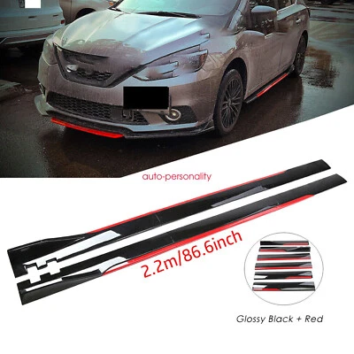 86.6inches Side Skirt Extension Glossy Black Red Line For Infiniti M35 M37 M45 M Foto 1 de 4
