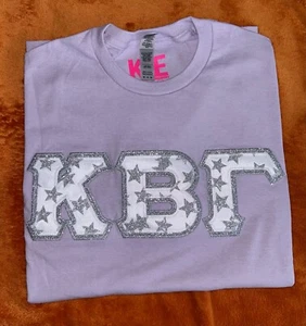 Kappa Beta Gamma Letter T-Shirt. LAVENDER/SILVER/WHITE/SILVER STAR Letters MED - Picture 1 of 1