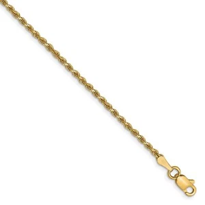 10k Yellow Gold 1.75mm Diamond-Cut Rope Chain Ankle Bracelet - Picture 1 of 4
