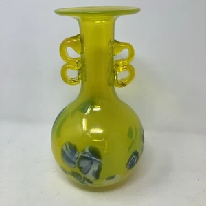 Mid Century Modern Neon yellow Art Glass Vase 1970s Murano Style - Picture 1 of 8