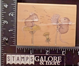 Stampabilities Rubber Stamps House Mouse 1002 BLOWING DANDELIONS FRIENDS #1497 - Picture 1 of 2