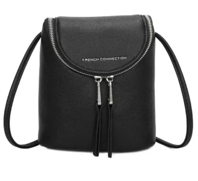 Bolsa de celular French Connection preta Noreen seixo desleixado fácil tiracolo - Imagem 1 de 4