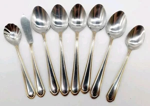 Cambridge Edelstahl Porzellan Besteck Gold Akzente Menge 8 Löffel Buttermesser etc. - Bild 1 von 13