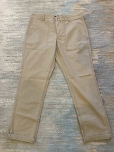 J Crew 770 Pants Mens 36x32 Khaki Straight Field Pants Flat Front Mid Rise - Imagen 1 de 4