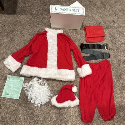 El mejor traje de Santa con barba sombrero chaqueta pantalones cinturón bolsa de juguete Foto 1 de 4