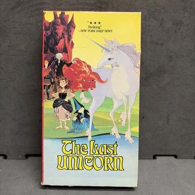 The Last Unicorn VHS Tape Alan Arkin Jeff Bridges Mia Farrow Label Off Of VHS - Image 1 of 4