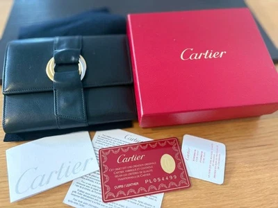 Cartera Cartier Trinidad Cuero Triple Anillos Oro/Plata Usada Japón Foto 1 de 4
