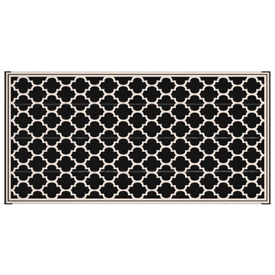 Двусторонний ковер 9 x 18 футов для улицы автофургона пластиковый соломенный ковер для кемпинга, террасы, пляжа, черный - Изображение 1 из 4