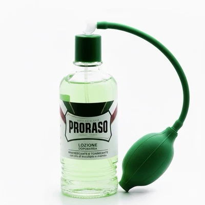 Loção de barbear PRORASO verde pós-barba barbeiro eucalipto tamanho 400ml + atomizador - Imagem 1 de 4
