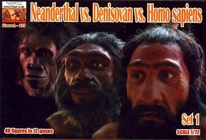 Juego de figuras Linear B Models 1/72 NEANDERTHAL vs. DENISOVAN vs. HOMO SAPIENS - Imagen 1 de 3