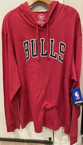 New Chicago Bulls 47 Brand Hoodie Long Sleeve Shirt Red Size 2XL - Picture 1 of 3