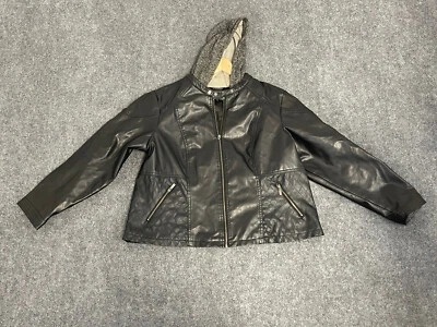 New Look Leather Jacket Women's XL  Cropped Faux  Full Zip Motorcycle Black  N48 - Image 1 of 4