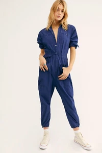 NEU S Free People High Speeds Einteiler leichter Racer Overall mit Gürtel blau - Bild 1 von 3