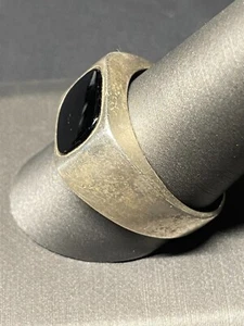 MEN'S 925 STERLING SILVER AND ONYX SIGNET RING SIZE 10.75 - Picture 1 of 8