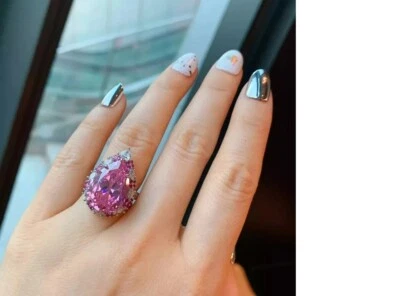 2CT Pear Cut Lab-Created Sapphire Halo Engagement Ring 14K White Gold Plated - Image 1 of 4