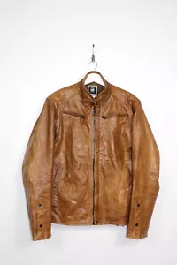 G-STAR RAW BRANDO LEATHER BIKER JACKET,SIZE:MEDIUM - Picture 1 of 7