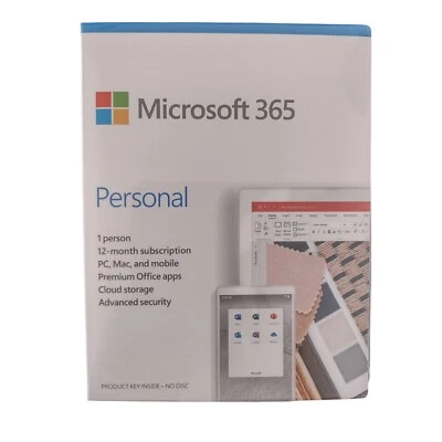Microsoft 365 Personal–Physical Box, 1 User, 12-Month – New & Sealed (QQ2-01024) - Image 1 of 3