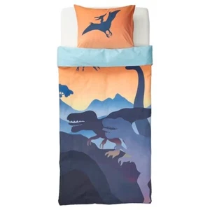 IKEA NEW Jattelik TWIN Duvet Cover & Queen Pillowcase sunset Jurassic DINOSAURS - Picture 1 of 2