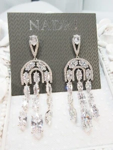 $185 NEW Nadri Kara Chandelier Earrings with Clear color CZ crystal Bridal - Picture 1 of 14