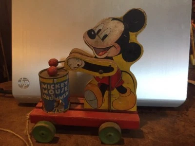 Juguete de madera Fisher Price Mickey Mouse tambor vintage años 40  Foto 1 de 4