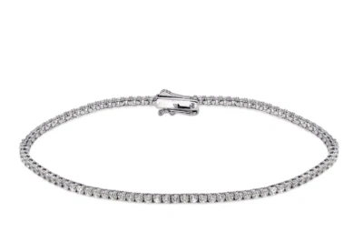 7" Tennis Bracelet Solid 14K White Gold Round Cut  1.75 mm Lab Created - Image 1 of 4