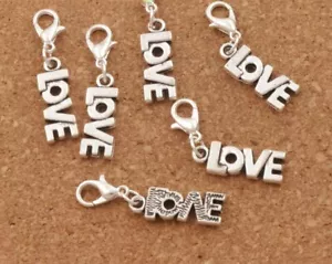 Charm Clip-on Love Lettera Bracciale Collana Cerniera Portachiavi Puntelli - Foto 1 di 4