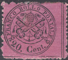 1868 Italy Papa State Sass#28 Mh Og Sign