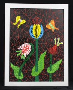 YAYOI KUSAMA ACRYLIC ON CANVAS SIGNED AND DATED 2001 WITH FRAME GOOD CONDITION - Picture 1 of 14