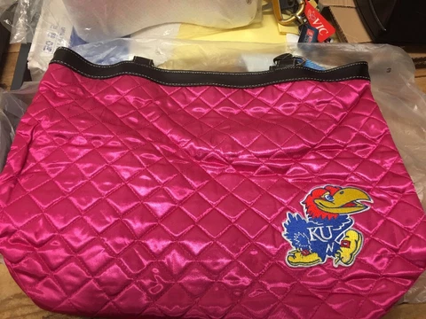New Little Earth Kansas U Satin Quilted Hobo Shoulder Purse Cover