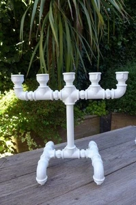 Candle Stick Holder Hand Made Pipe Fittings Loft Apartment Dinning Table Unique  - Picture 1 of 1