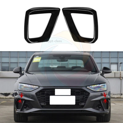 For Audi A4 S4 2020-2022 Glossy Black Front Fog Light Lamp Frame Cover Trim - Image 1 of 4