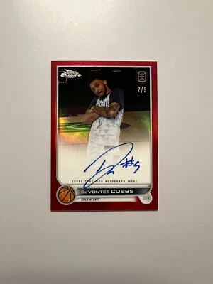 2022-23 Topps Chrome OTE De’Vontes Cobbs Red Auto Refractor SP /5 - Image 1 of 4