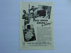 1942 Atlantic Gulf y West Indies Steamship Lines Segunda Guerra Mundial anuncio impreso de arte vintage - Imagen 1 de 1