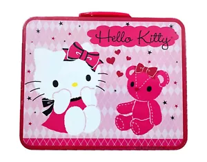 Hello Kitty 100 Piece Puzzle in Metal Lunchbox Tin ~ Kitty with Pink Teddy Bear - Picture 1 of 1