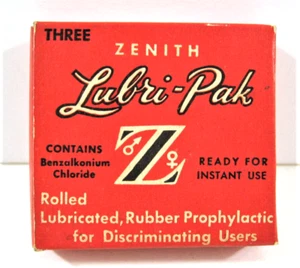 Vintage Zenith Lubri Pak Z Condom Full Unused Zenith Drug Sales Philadelphia Pa - Picture 1 of 2