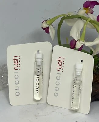 2x Gucci Rush para Hombres EDT Eau De Toilette Salpicaduras Vial en Tarjeta - 0,05 fl oz - Nuevo Foto 1 de 4