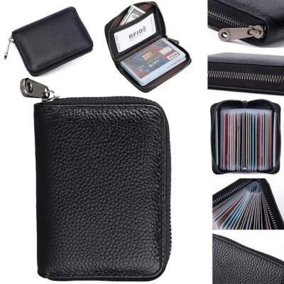22 Card RFID Blocking Mini Leather Wallet Business Case Purse Credit Card Holder - Image 1 of 4