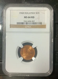 MALAYSIA  1968 1 CENT COIN NGC  MS66RD. - Picture 1 of 4