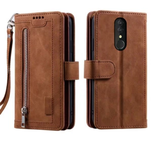 Alcatel 3L 2019 Wallet Case,Leather Zipper Magnetic Flip Card For Alcatel 3 2019 - Picture 1 of 26