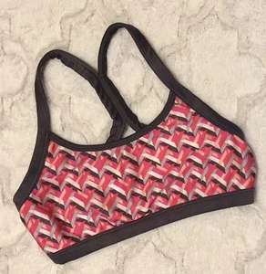 JUSTICE Sports BRA Top PINK Grey PEACH Open RACERBACK Workout SHIRT Sz 30 - Picture 1 of 3