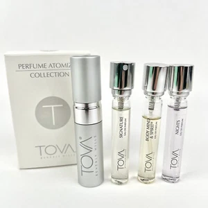 TOVA Perfume Atomizer Set PURSE SPRAY Signature Nights Body Mind Spirit Refill - Picture 1 of 13