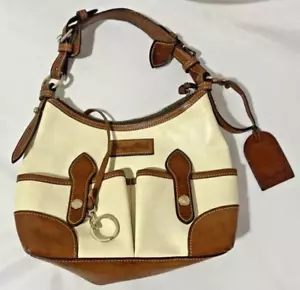 Dooney & Bourke creme & hellbraun Florentiner Vacchetta Leder Medium Lucy Hobo Handtasche - Bild 1 von 5