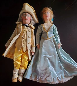 OOAK Vintage handgefertigte historische Stoffpuppen, George & Martha Washington 16 Zoll - Bild 1 von 17