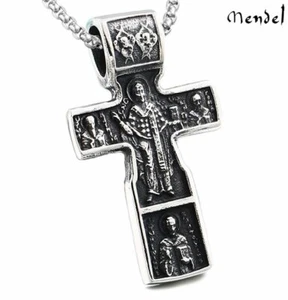 St Benedict Cross Stainless Steel Necklace Catholic Saint Jesus Crucifix Pendant - Picture 1 of 6