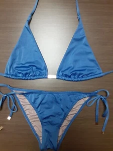 Beautiful Victoria's Secret Blue (Purple) Tie Side Bikini Sz Top L, Bottoms M - Picture 1 of 5