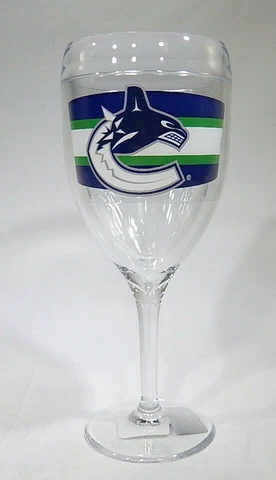 Vancouver Canucks NHL Stemmed Clear Plastic Tumbler Wine Glass TF Cover