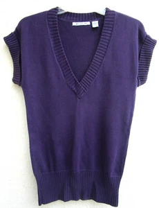 OCHO OCHO OCHO.. MORADO.. TEJIDO DE ALGODÓN.. CUELLO EN V BAJO.. MANGA CORTA.. SUÉTER.. NUEVO. L - Imagen 1 de 4
